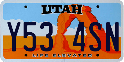 UT license plate Y534SN