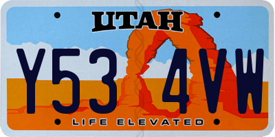 UT license plate Y534VW