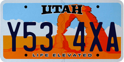 UT license plate Y534XA