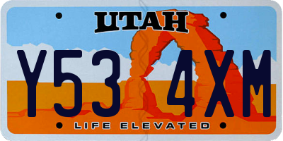 UT license plate Y534XM