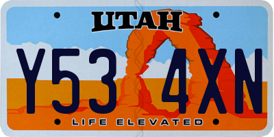 UT license plate Y534XN