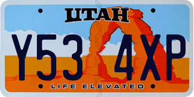 UT license plate Y534XP