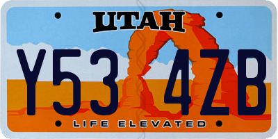 UT license plate Y534ZB