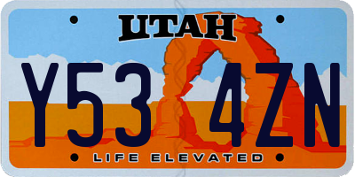 UT license plate Y534ZN