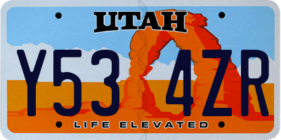 UT license plate Y534ZR