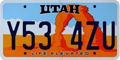 UT license plate Y534ZU