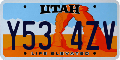 UT license plate Y534ZV