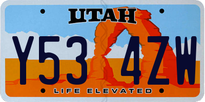 UT license plate Y534ZW