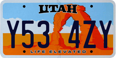 UT license plate Y534ZY