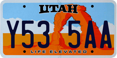 UT license plate Y535AA