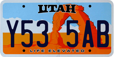UT license plate Y535AB