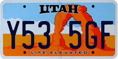 UT license plate Y535GF