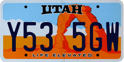 UT license plate Y535GW