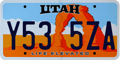 UT license plate Y535ZA