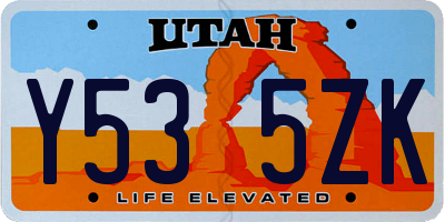 UT license plate Y535ZK