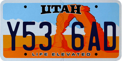 UT license plate Y536AD