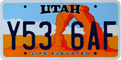 UT license plate Y536AF