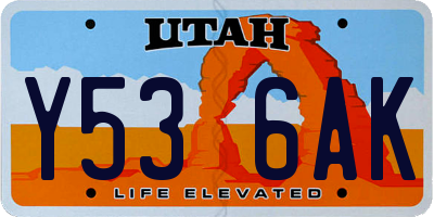 UT license plate Y536AK