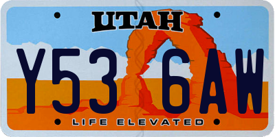 UT license plate Y536AW