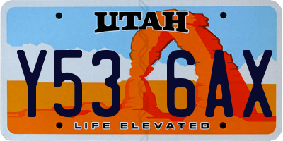 UT license plate Y536AX