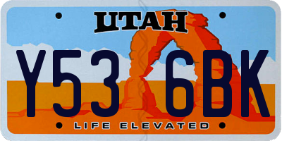 UT license plate Y536BK