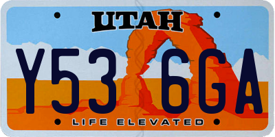 UT license plate Y536GA