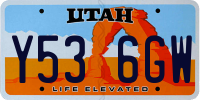 UT license plate Y536GW