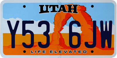 UT license plate Y536JW