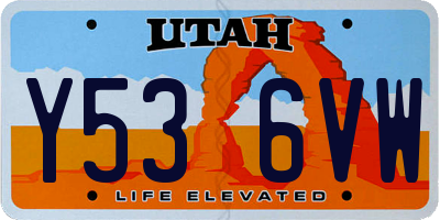 UT license plate Y536VW