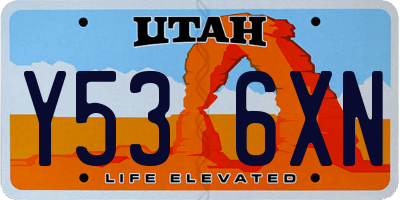 UT license plate Y536XN