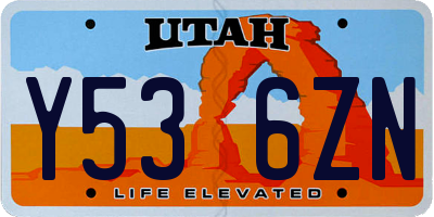 UT license plate Y536ZN