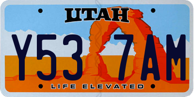UT license plate Y537AM