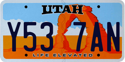 UT license plate Y537AN