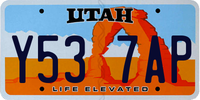 UT license plate Y537AP