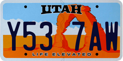 UT license plate Y537AW