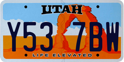 UT license plate Y537BW