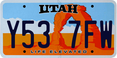 UT license plate Y537FW