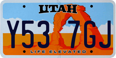 UT license plate Y537GJ