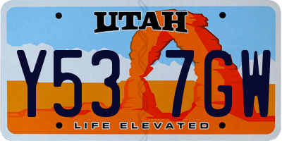 UT license plate Y537GW