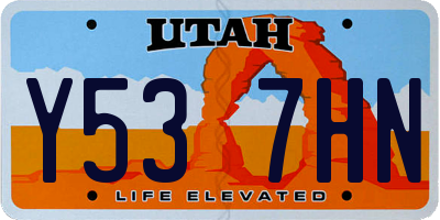 UT license plate Y537HN