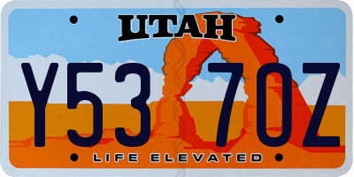 UT license plate Y537OZ
