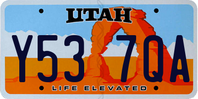 UT license plate Y537QA
