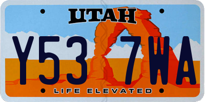 UT license plate Y537WA