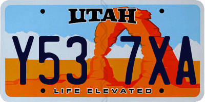 UT license plate Y537XA