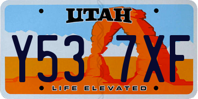 UT license plate Y537XF