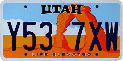UT license plate Y537XW