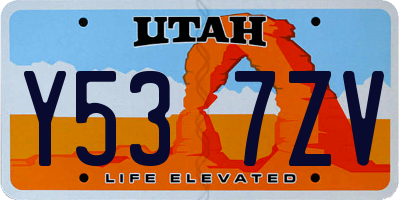 UT license plate Y537ZV