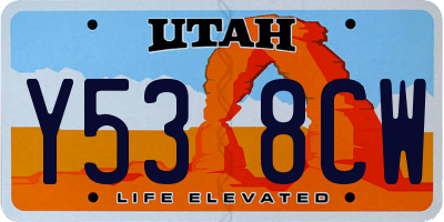 UT license plate Y538CW
