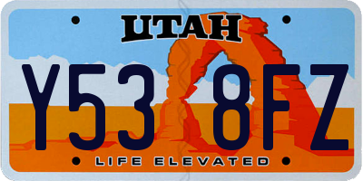 UT license plate Y538FZ
