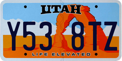 UT license plate Y538TZ